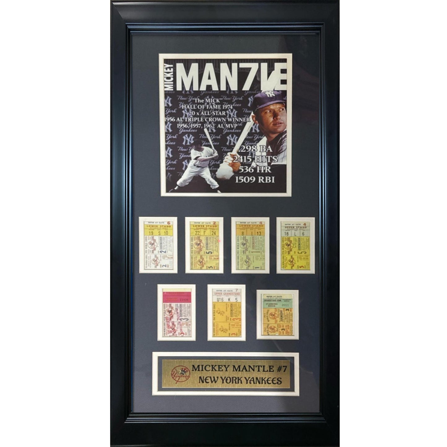 New York Yankees Outfielder Mickey Mantle w/ World Series tickets