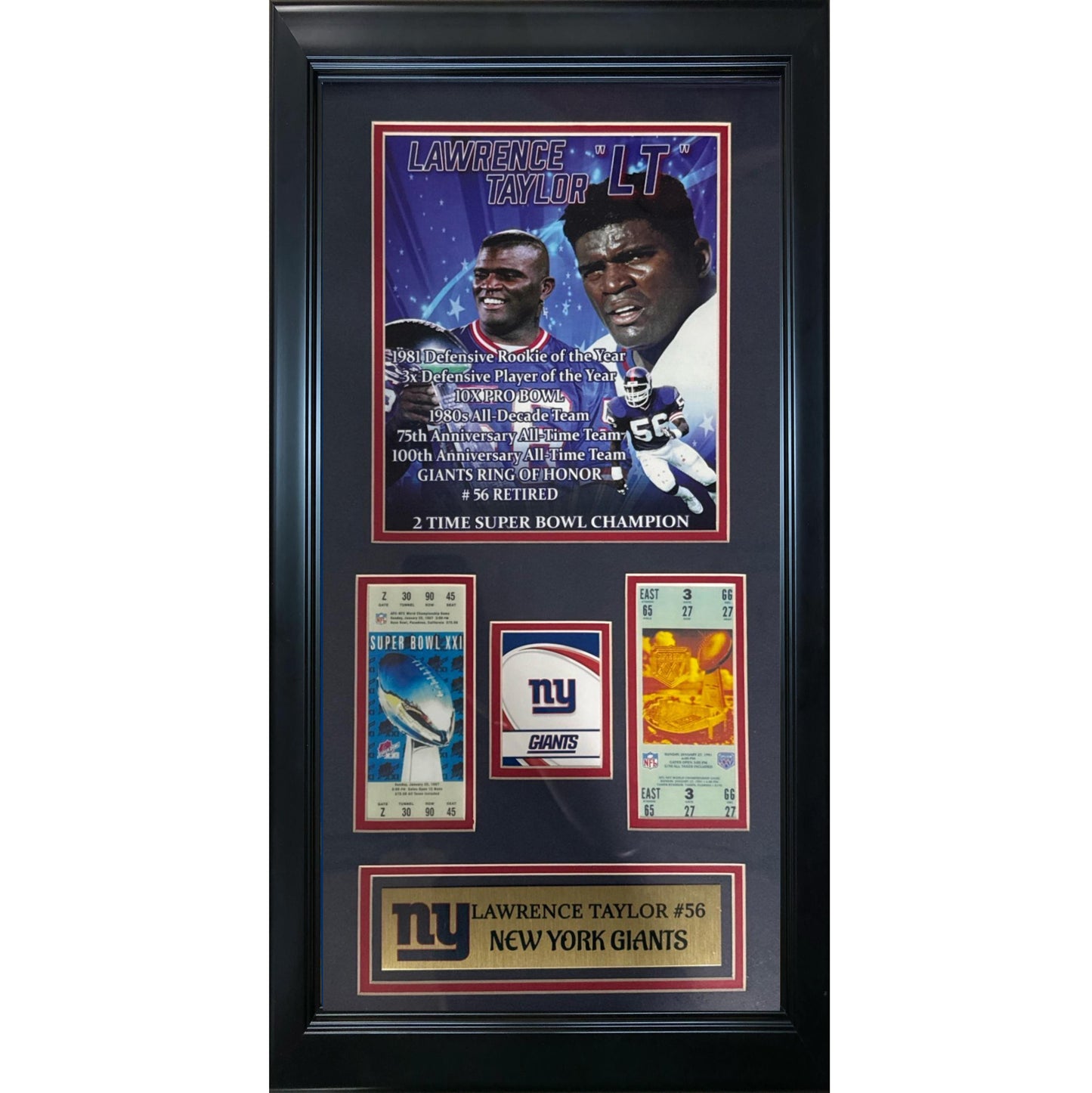 New York Giants Linebacker Lawrence Taylor w/ Superbowl tickets 1