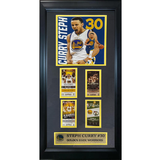 Golden State Warriors Point Guard Stephen Curry w/ Championship tickets